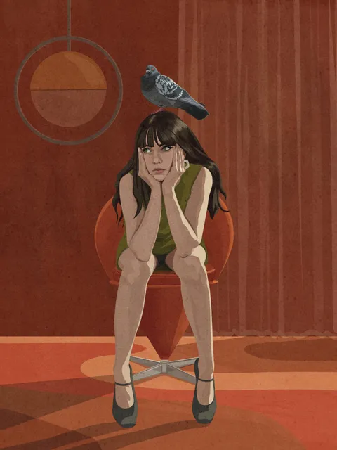 Little Miss Pigeon Head, u/flogfrog(me), Adobe Illustrator, 2025