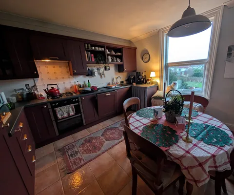 Early this morning - the little Christmas kitchen that could with 🐈❤️