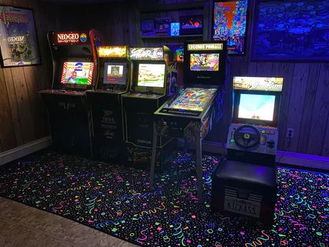 My husband is so proud of his little 80’s arcade he set up in our basement.