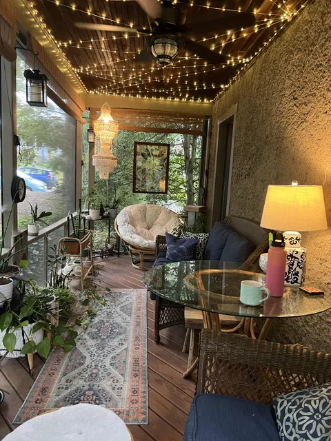 Favorite place for the morning coffee, the screened porch 