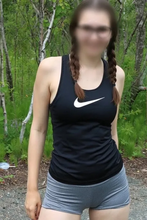 At first, it was just a simple hike in the forest with my girlfriend and a good friend. Then things heated up when we decided to take photos of my girlfriend for her Instagram. It ended in our bedroom where both of us came on her Nike tank top.