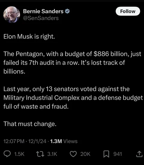 [Open Discussion] Bernie Sanders and the Pentagon budget 