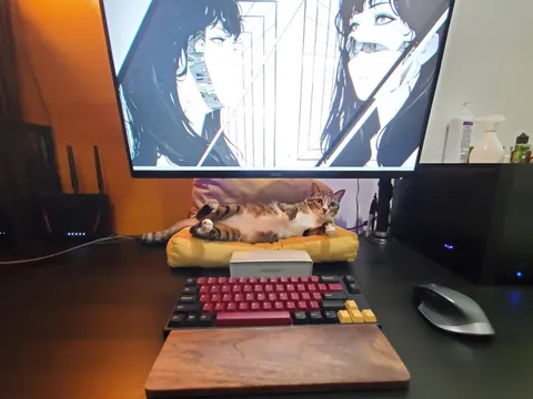 Get a monitor arm so your attention seeker will have a spot.