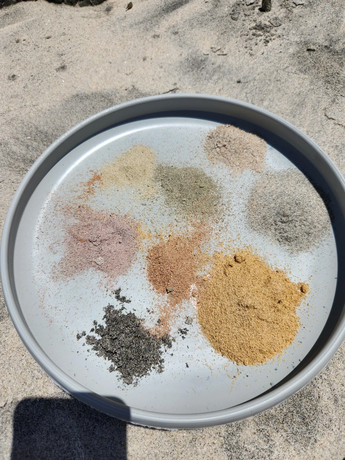 Found 8 different colors of sand within 10 feet of each other at the beach