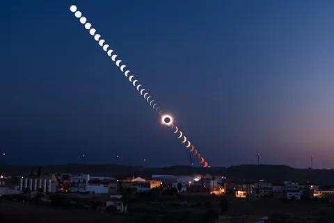[OC] My take on the solar eclipse, captured from Terra Alta, Spain