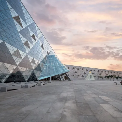 Grand Egyptian Museum by Heneghan Peng Architects in Giza, Egypt. The largest museum in the world for a single civilization