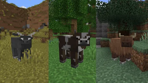 I spent hours on making these cows variations for warm, temperate and cold biomes for my pack ! Despite the fact that the savanna's one look stupid I'm pretty happy with the result ! (that's my first time doing this kind of stuff) Any ideas or thoughts to improve them ?