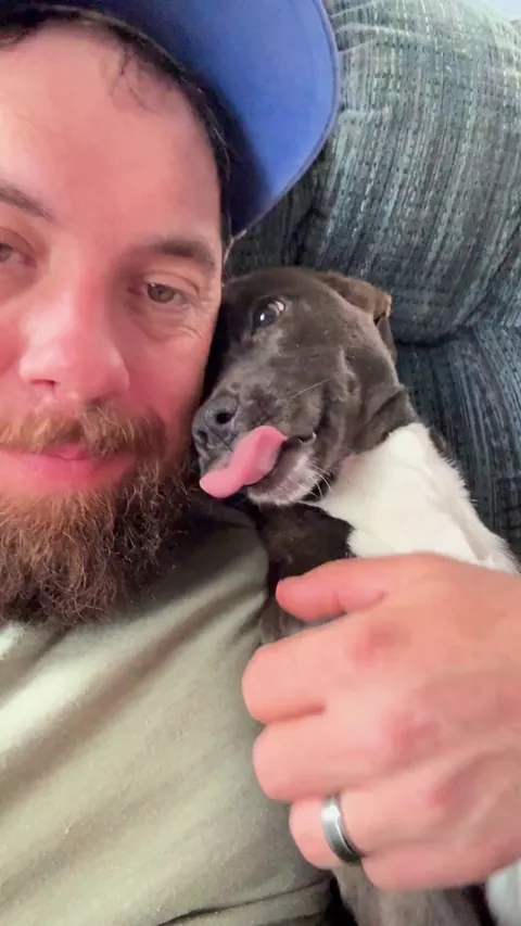 My foster girl Larkin has the sweetest smile when she’s getting her love