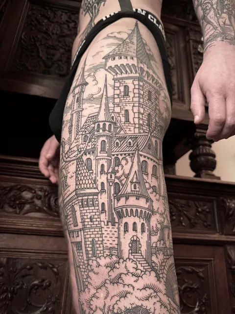 Full leg tattoo made by me (Ivan Zagusta) at Zaraza tattoo shop in Warsaw, Poland.