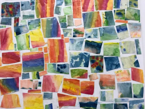 My 6-yr-old made me this art and I'm loooooooooving it... The pattern is transfixing me. Can't. Stop. Staring. He said it should be our new wallpaper in the house.... I'm considering it...