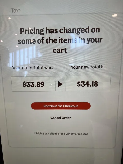The price of my Burger King meal got more expensive as I was checking out. 