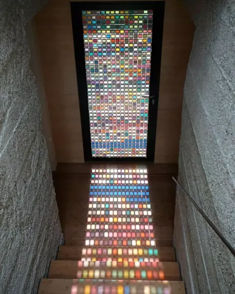 Pantone swatch stained glass door