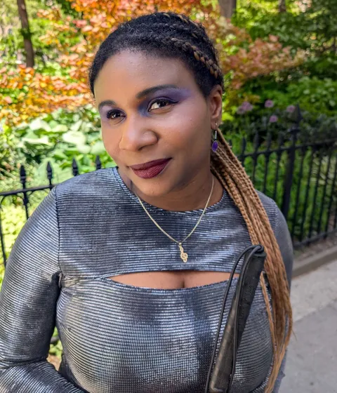 My SO is blind and I do her makeup, purple for purple's sake! Big and bold for an event, but I think I need to get the eyebrows bolder to match