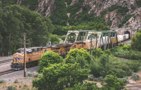 SLS and OmegA solid rocket booster segments being shipped by train
