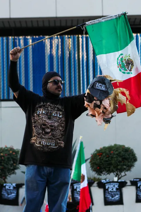 [OC] A protest at the Federal Building in Downtown L.A., where ICE has ramped up kidnappings again