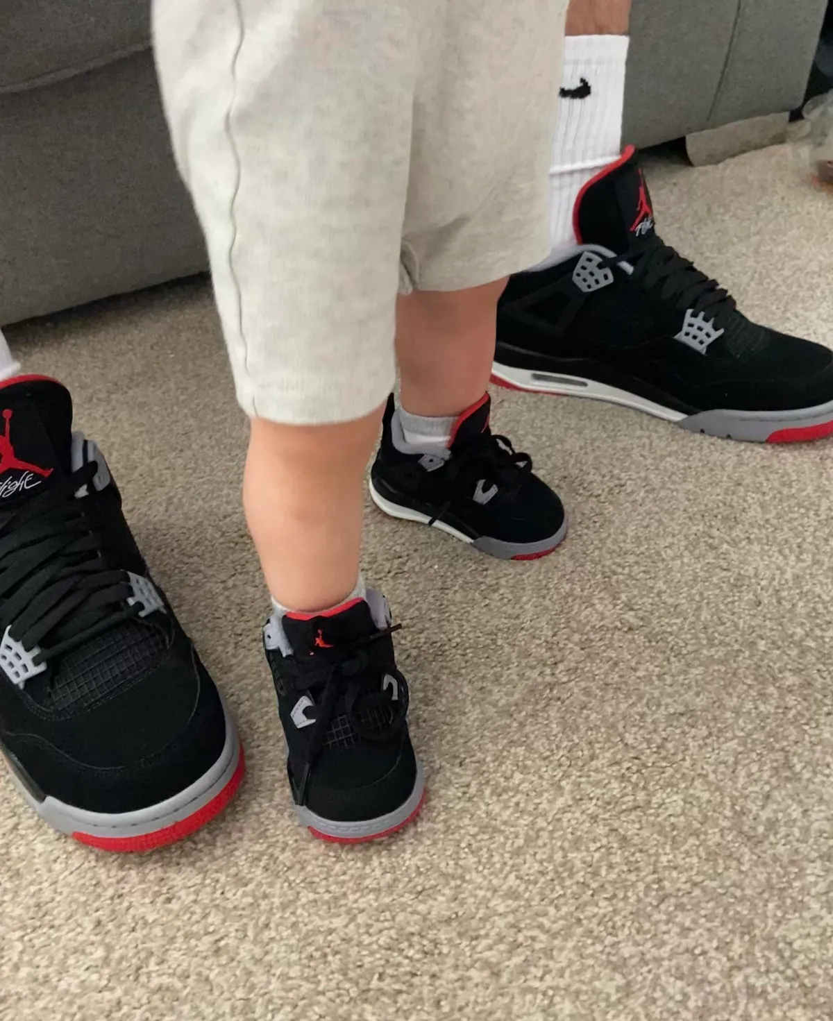 I posted here almost a year ago a photo of mine and my unborn son’s matching Bred 4’s. Today is finally the day we can wear them together