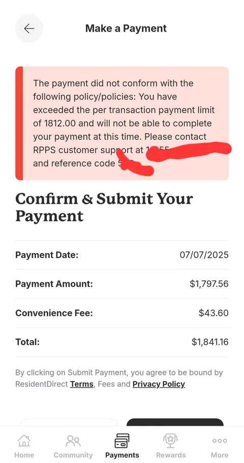 My rent exceeds the amount im allowed to pay at a time