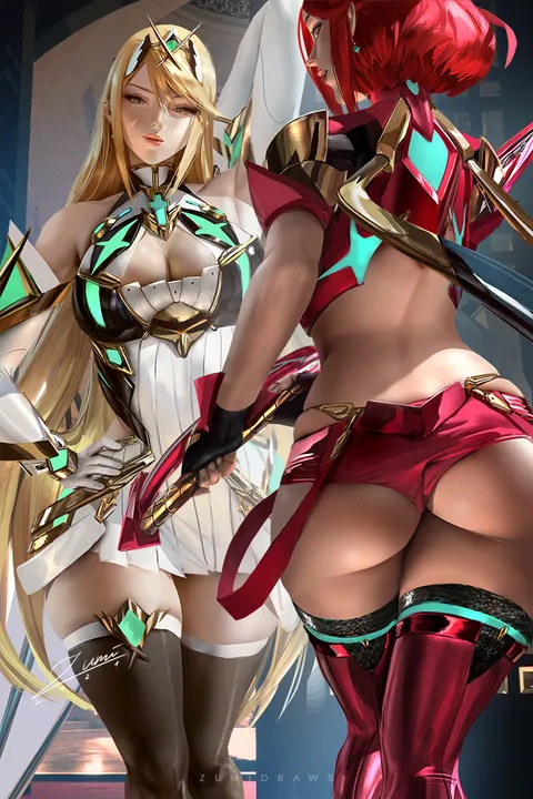Mythra &amp; Pyra (ZumiDraws)