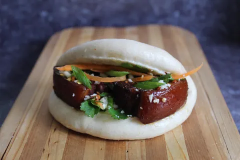 Made bao buns with Chinese braised pork belly