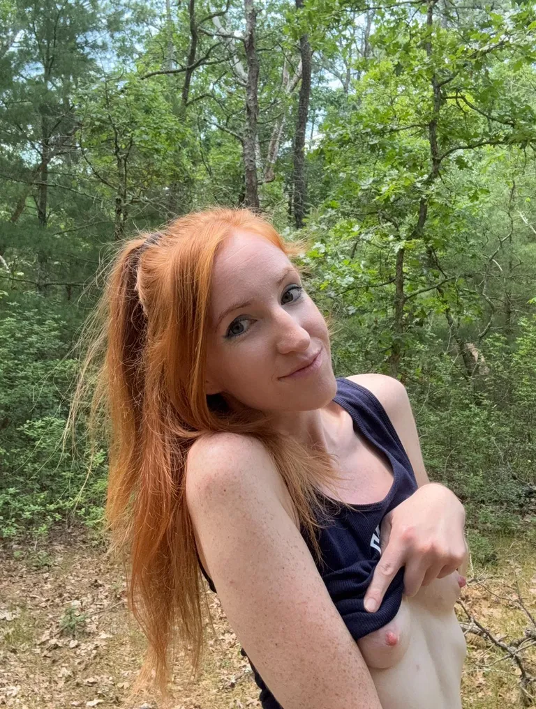Flashing my tiny boobs on the hiking trail