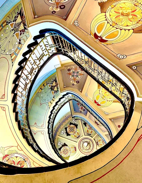 Looking up the main stairwell - Art Nouveau Centre Riga Latvia