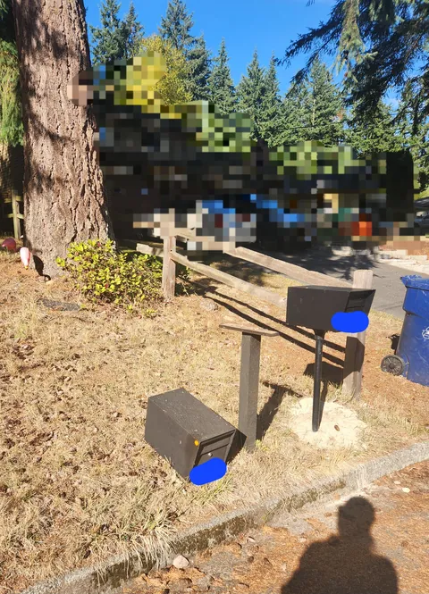 Came back from camping to find my neighbor moved their mailbox onto my property without asking and mine knocked over