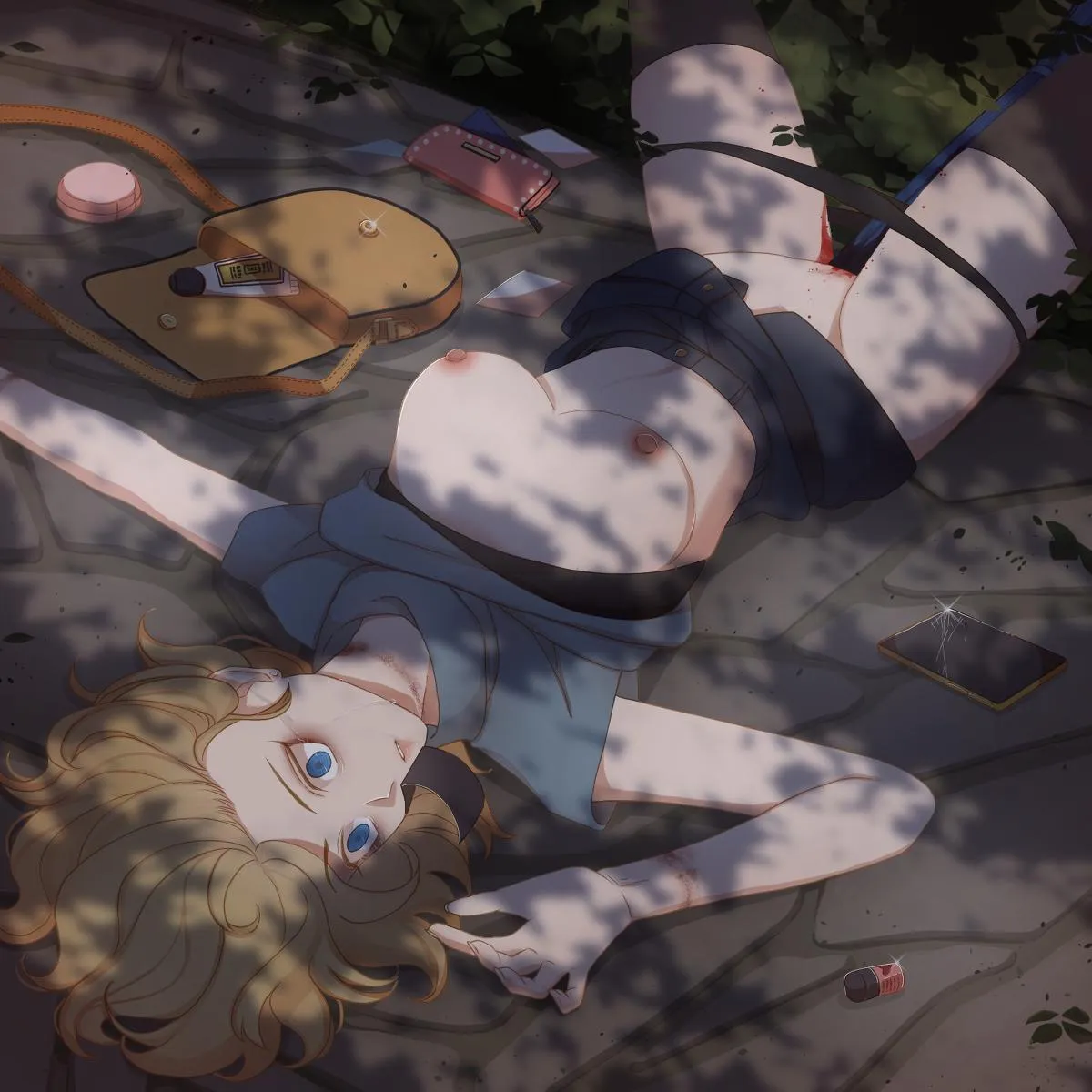 Frozen at her last moment, with an expression of utter terror. Yet so beautiful, like a baroque oil painting. [_ruby]