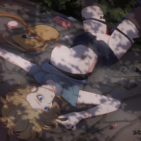 Frozen at her last moment, with an expression of utter terror. Yet so beautiful, like a baroque oil painting. [_ruby]