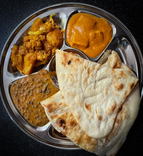 New Vegetarian Restaurant is on point… Shahi Paneer, Aloo Gobi, Daal Makhani and Naan