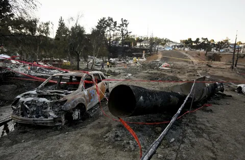 This ruptured gas pipe caused the San Bruno explosion, sending a fireball 1,000 feet high, killing 8 people, and destroying 38 homes in seconds.