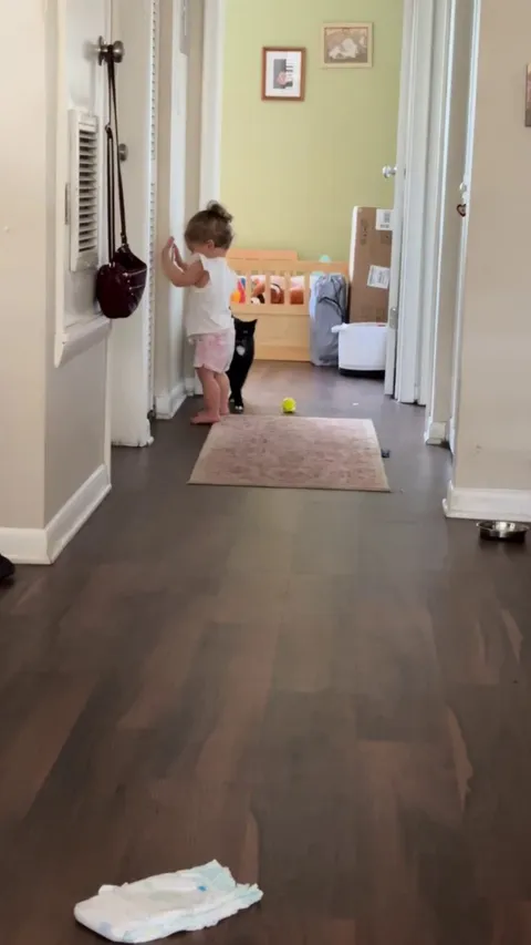 Our asshole cat is genuinely obsessed &amp; in love with our blind daughter 🤍