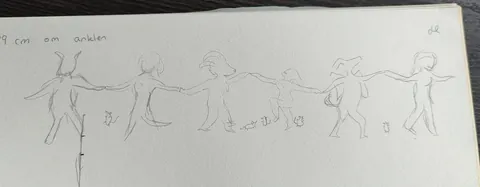 Sketch vs result - medieval witch circle