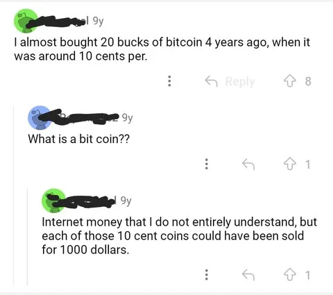 Dude was regretting not buying Bitcoin...9 YEARS AGO