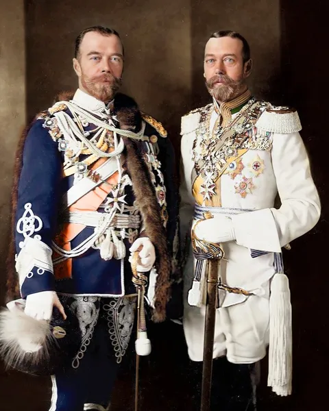 King George V of the UK and  Tsar Nicholas II of Russia  (1913)