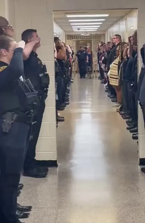 Police K9 diagnosed with cancer gets saluted by her entire team in her final walkout.