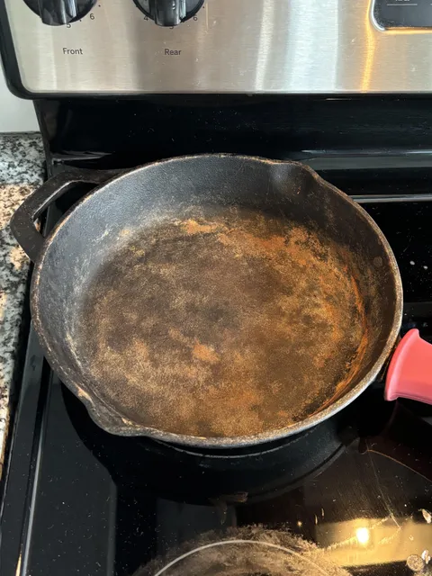 Roommate let his friend use my cast iron pan, she ran it through the dishwasher, and then he left it in there for days. 