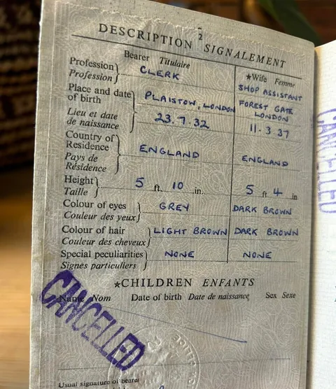 Passport from my grandparent’s honeymoon (when wives didn’t have their own passports)