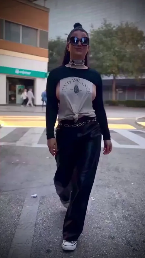 Spending the day in my tiny sideboob top. No way this was going to keep them hidden. Every few steps my tits would fall out, but that’s why I chose to wear it!