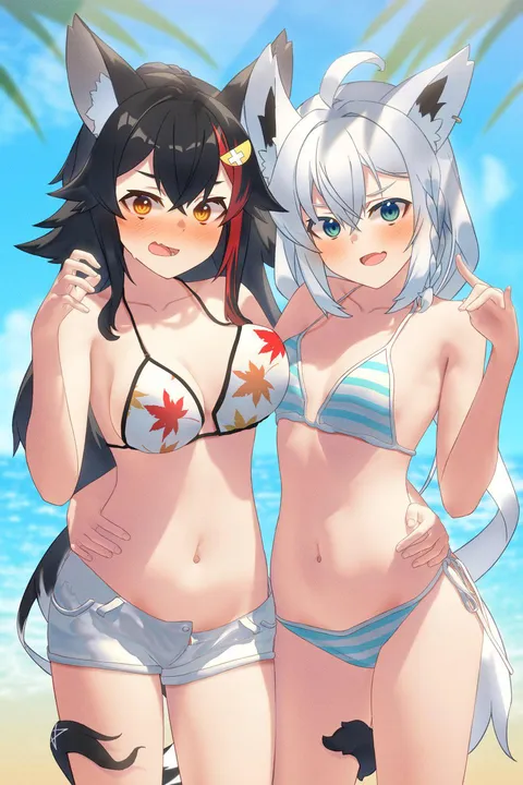 Mio and Fubuki Beach Photo [Hololive]