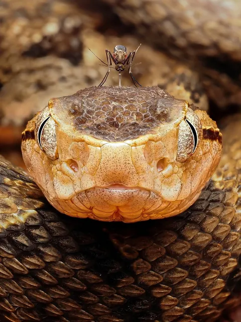 Mosquito biting a snake
