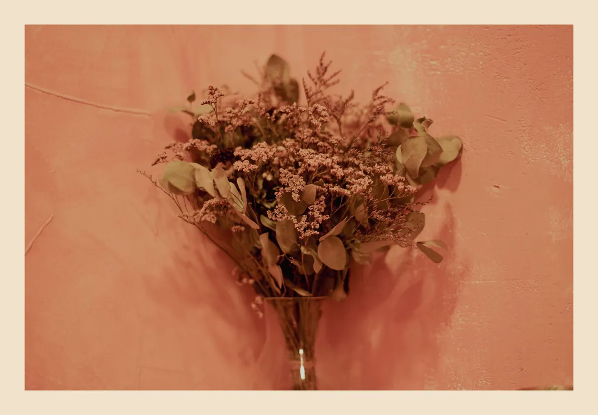 ITAP of flowers in a bathroom 