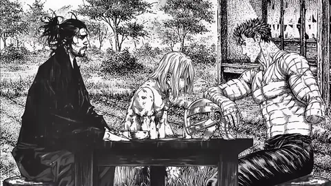 [IMAGE] Four strong characters who didn't give up. Musashi, Thorfinn, Guts, and you.