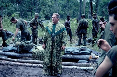 Army Priest wearing camouflage, Vietnam, 1968
