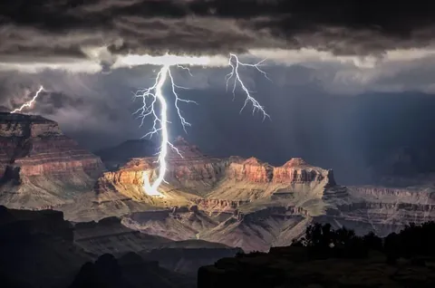 The Grand Canyon when it's lit only by lightning