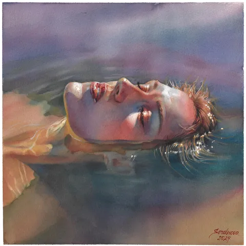 Woman by the river, Anastasiia Serdnova , Watercolor, 2024