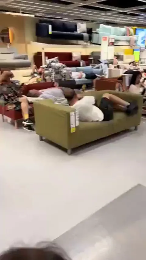 Customers lounging in IKEA in China 