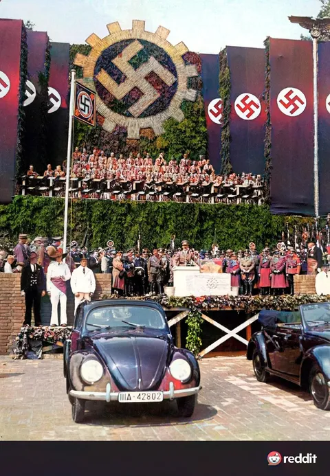 the German fascist regime promoting the "people's car" 80 years ago