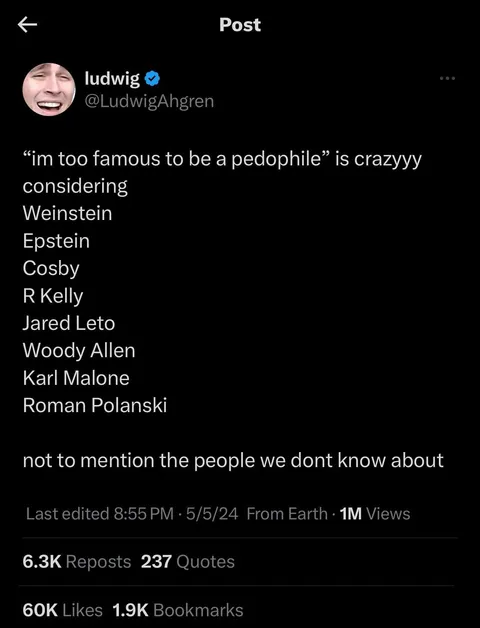 "I am too famous to go to jail"