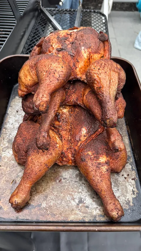 [Homemade] Spatchcock smoked chickens
