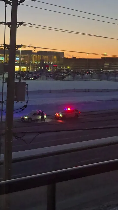 [OC] Pulled over and forced yo clean snow off car